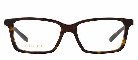 Gucci GG 1672O 002 Rectangle Plastic Havana Eyeglasses with Logo Stamped Demo Lenses