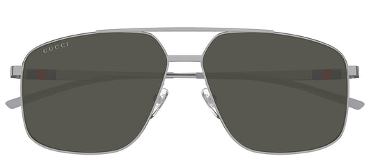 Gucci GG 1676S 001 Pilot Metal Silver Sunglasses with Grey Lens