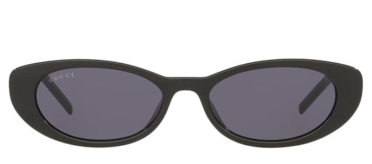 Gucci GG 1680S 002 Oval Plastic Black Sunglasses with Grey Lens
