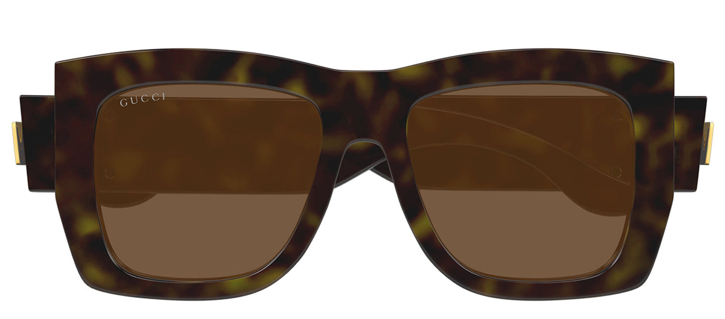 Gucci GG 1688S 002 Square Plastic Havana Sunglasses with Brown Lens