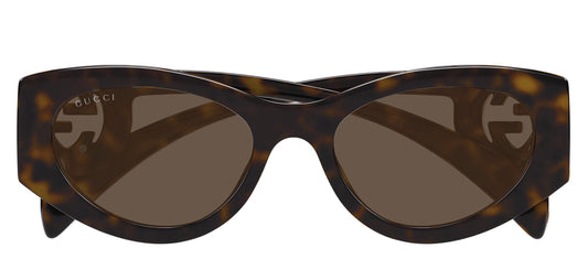 Gucci GG 1691S 002 Butterfly Plastic Havana Sunglasses with Brown Lens
