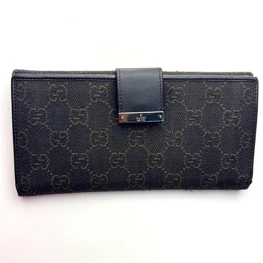 GUCCI GG MONOGRAM CANVAS & LEATHER VINTAGE LONG WALLET