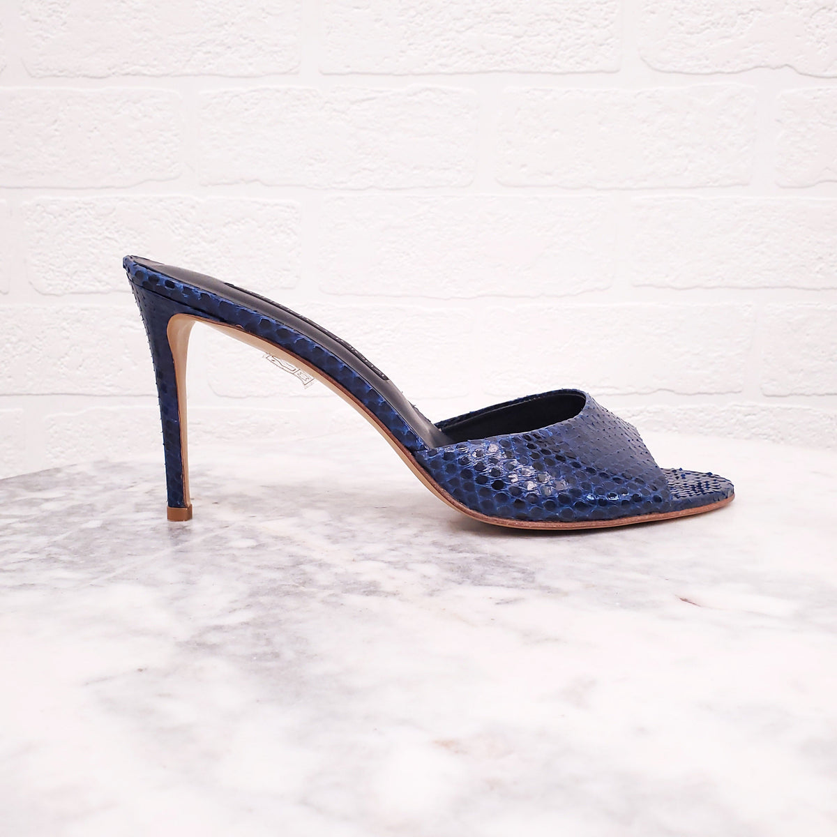 GIANMARCO LORENZI BLUE SNAKESKIN MULES - SIZE 38