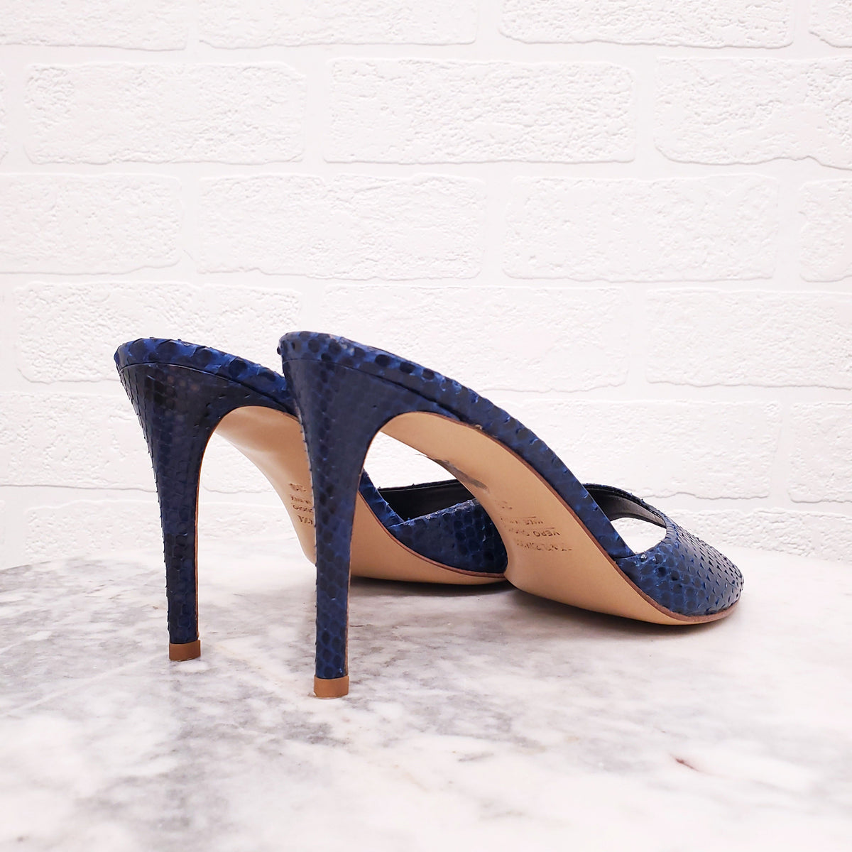 GIANMARCO LORENZI BLUE SNAKESKIN MULES - SIZE 38