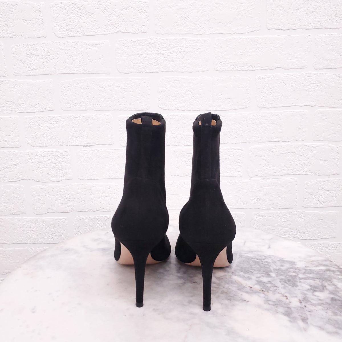 GIANVITO ROSSI BLACK 85 SUEDE BOOTIES - SIZE 38