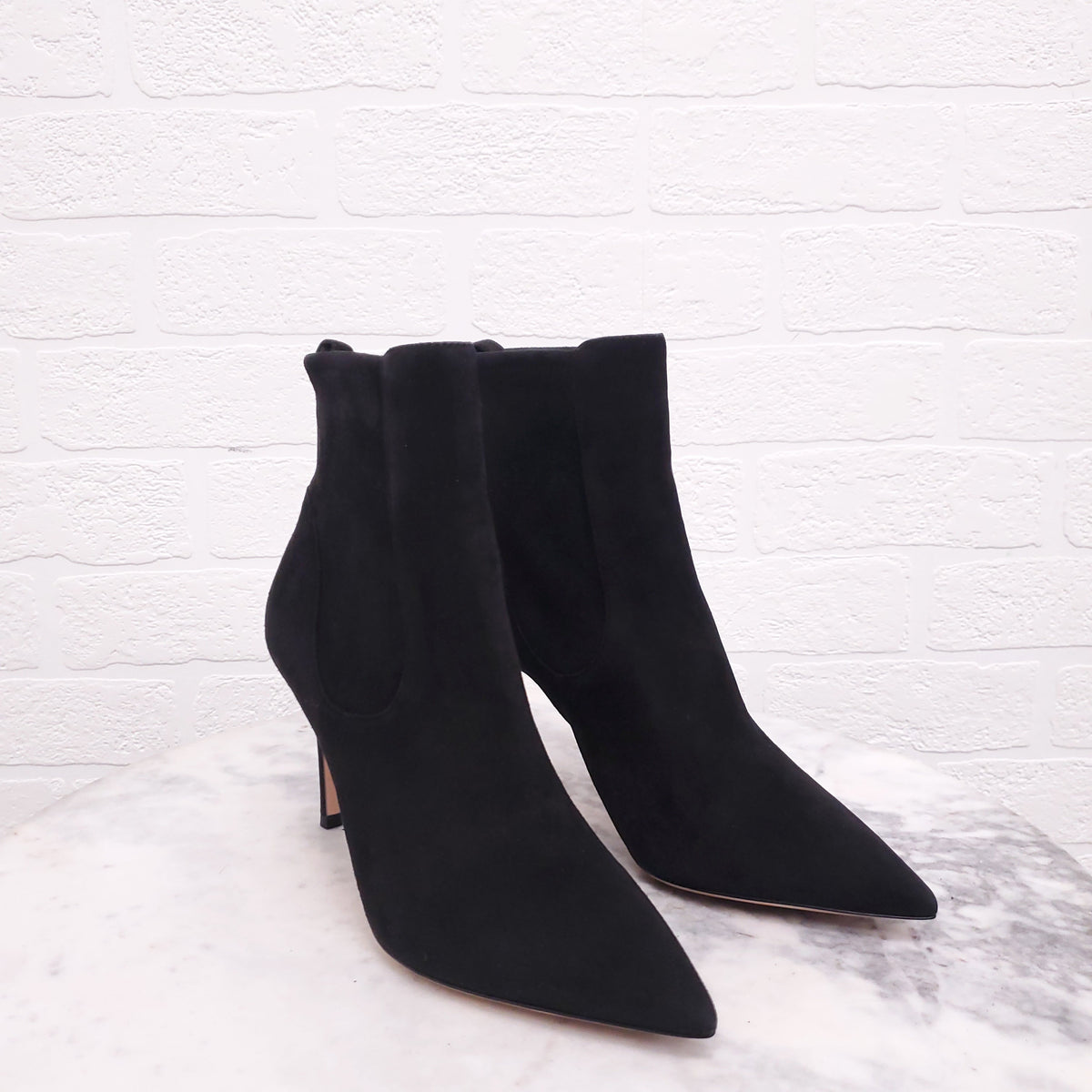 GIANVITO ROSSI BLACK 85 SUEDE BOOTIES - SIZE 38