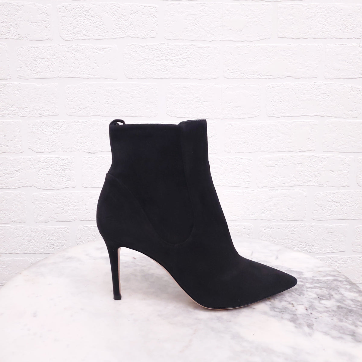 GIANVITO ROSSI BLACK 85 SUEDE BOOTIES - SIZE 38