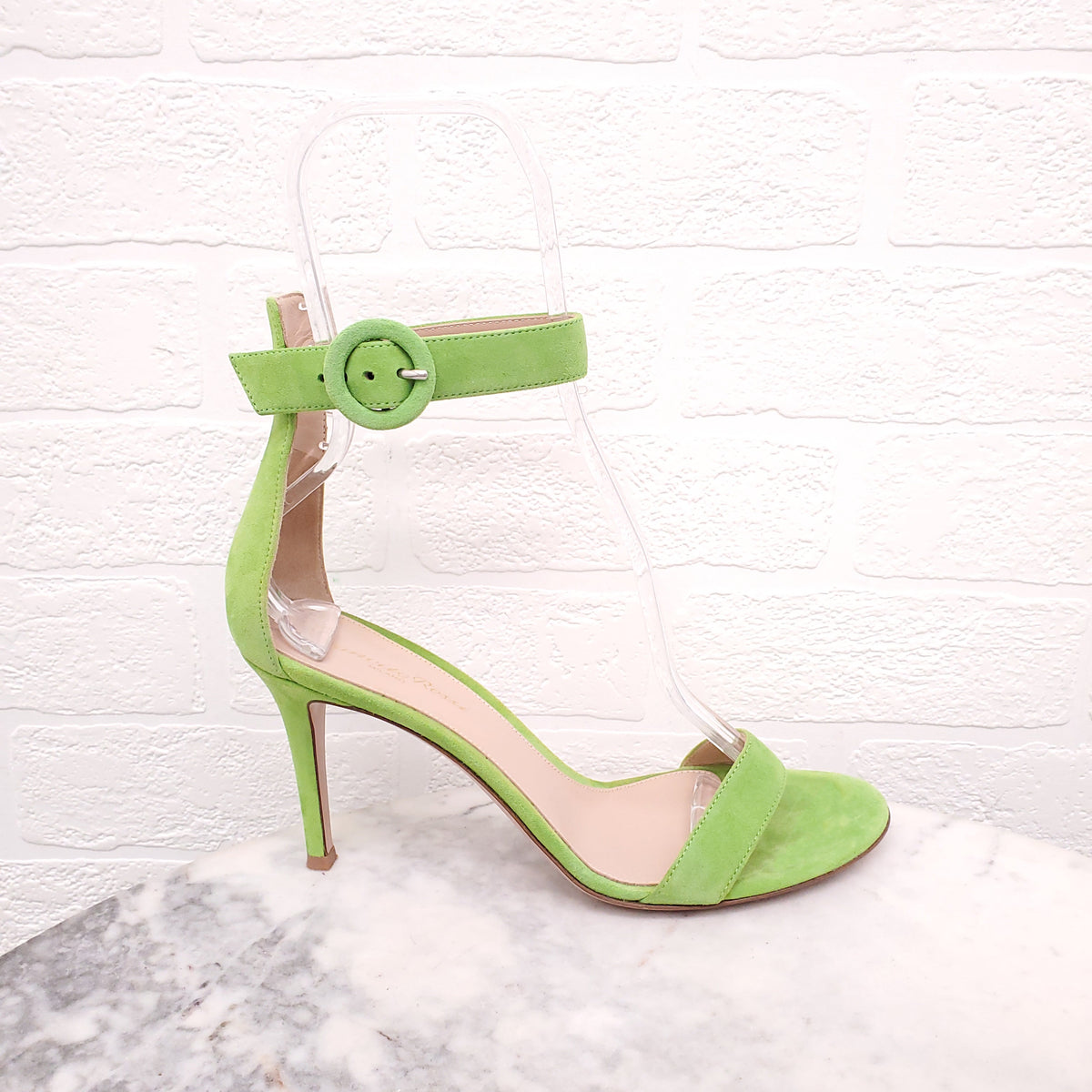 GIANVITO ROSSI GREEN SUEDE HEELS - SIZE 39