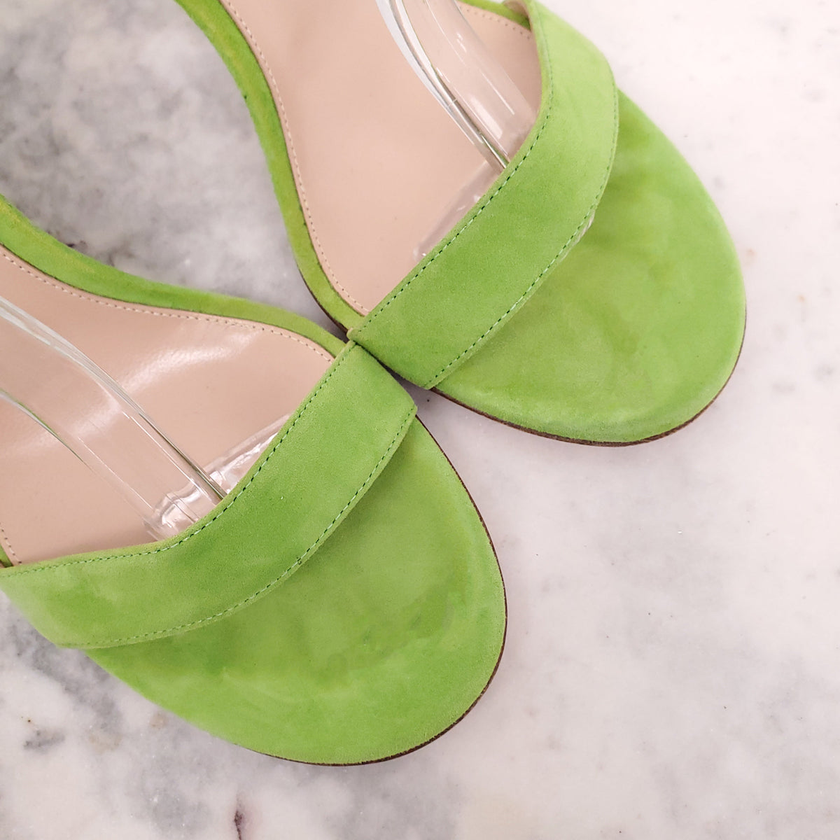 GIANVITO ROSSI GREEN SUEDE HEELS - SIZE 39
