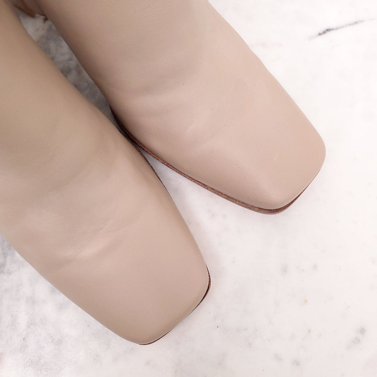GIANVITO ROSSI NUDE LEATHER BOOTS - SIZE 37.5