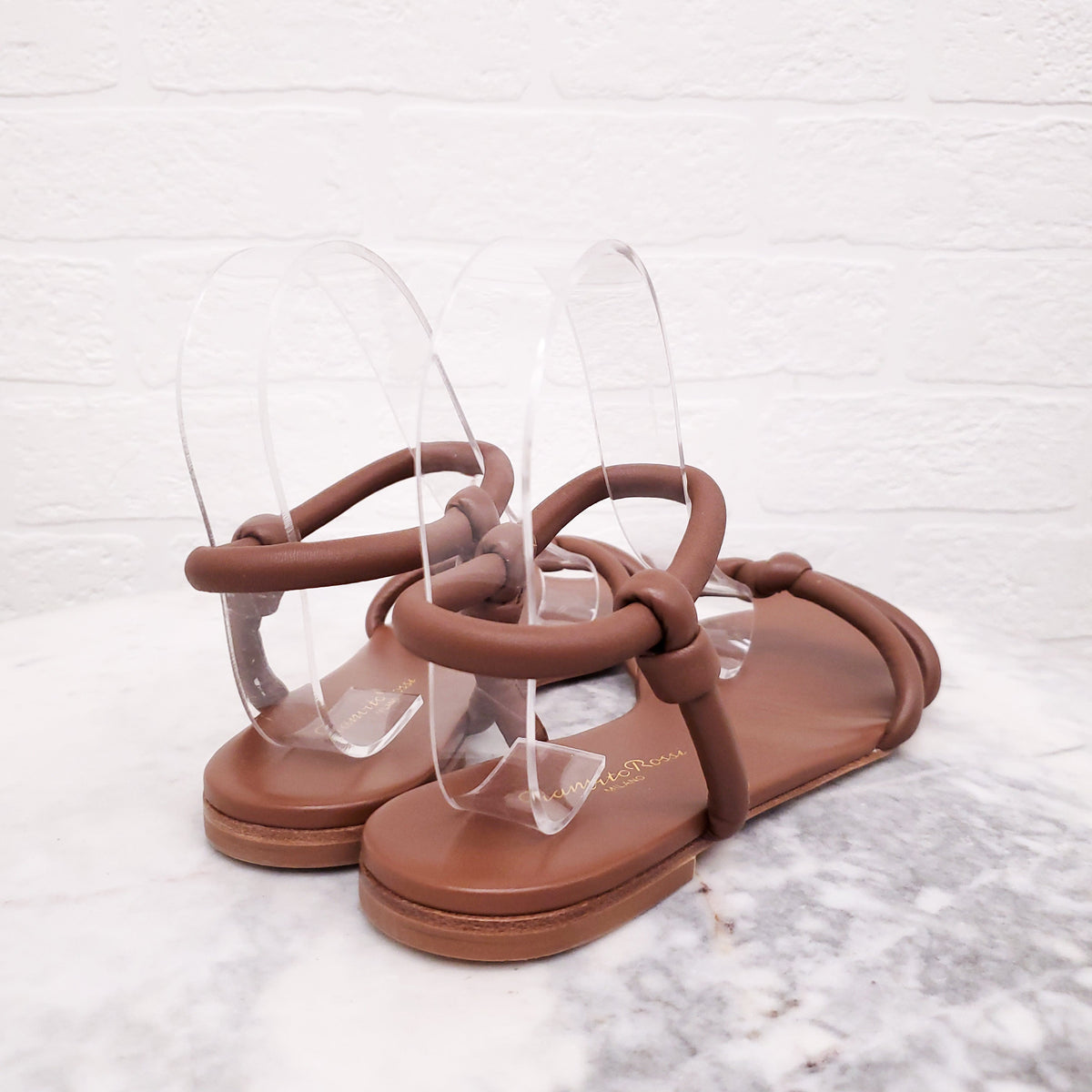 GIANVITTO ROSSI BROWN LEATHER SANDALS - SIZE 37