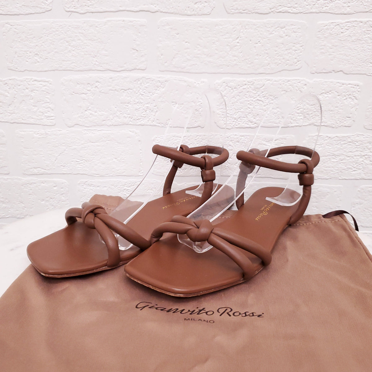 GIANVITTO ROSSI BROWN LEATHER SANDALS - SIZE 37