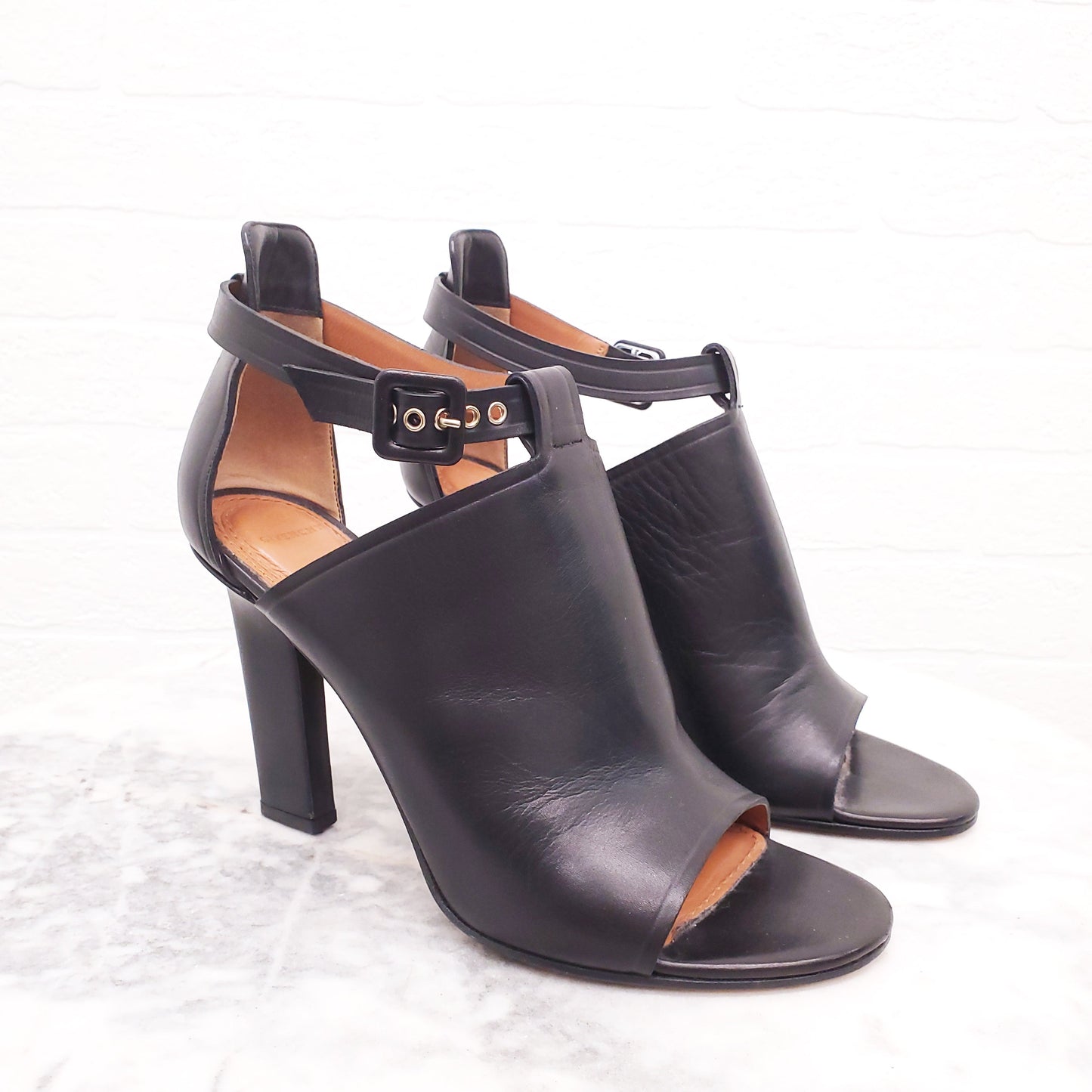 GIVENCHY BLACK OPEN TOE BOOTIES - SIZE 38