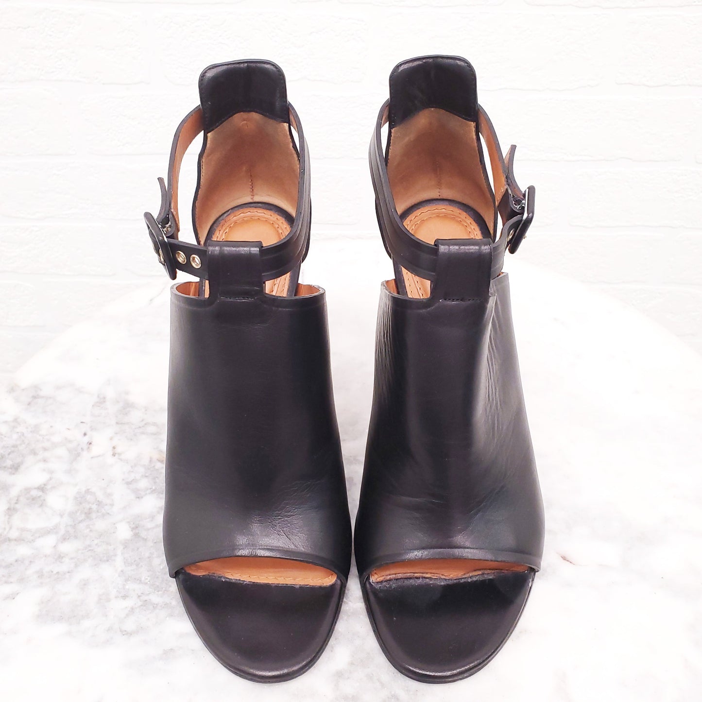 GIVENCHY BLACK OPEN TOE BOOTIES - SIZE 38