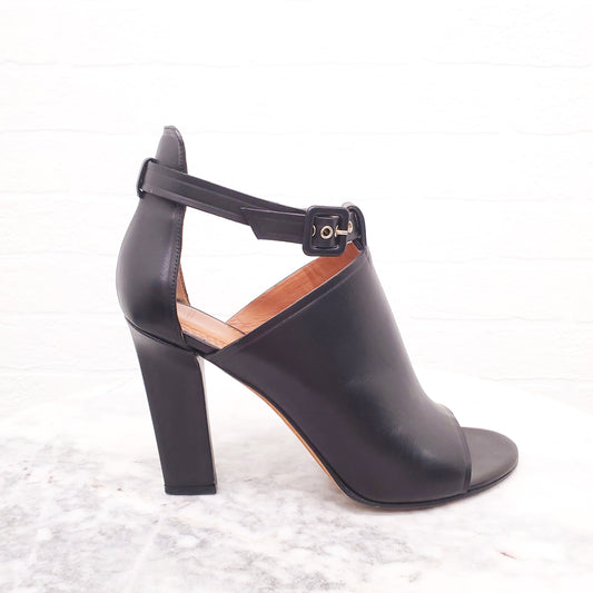 GIVENCHY BLACK OPEN TOE BOOTIES - SIZE 38