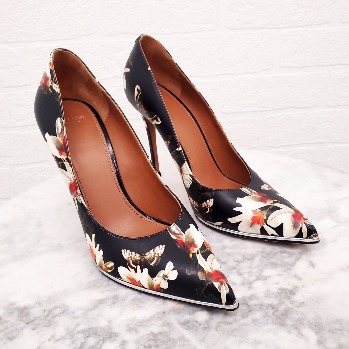 GIVENCHY FLORAL BUTTERFLY HEELS - SIZE 38