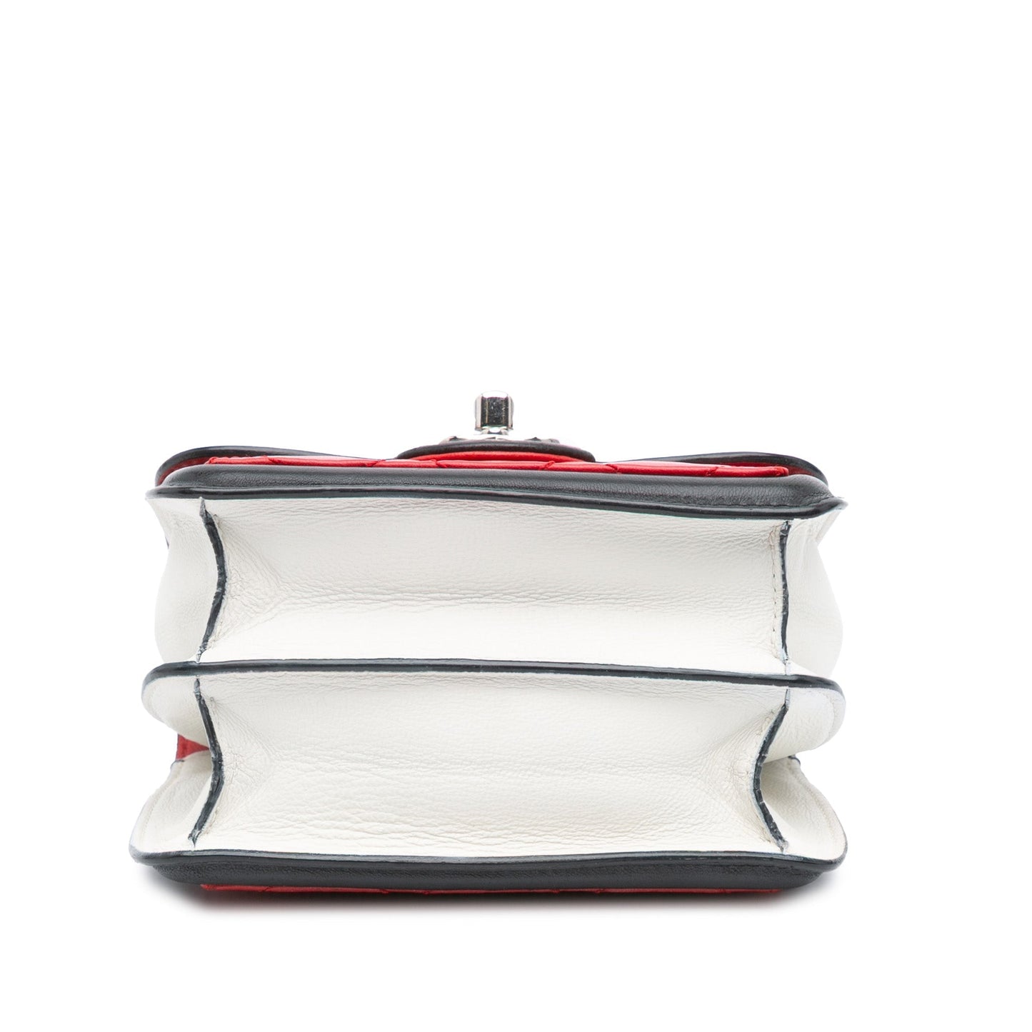 Red Chanel Mini Square Lambskin Graphic Flap Crossbody