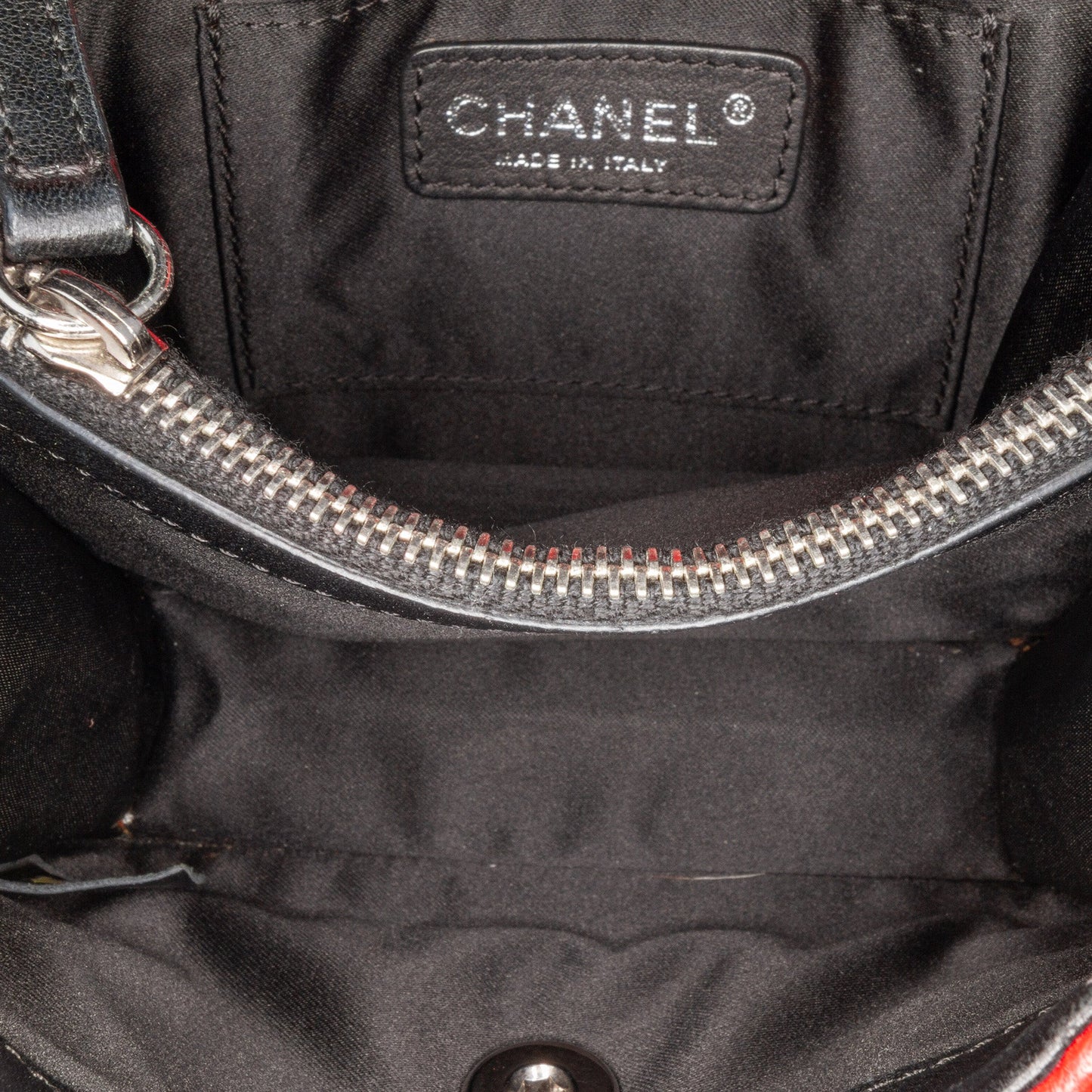 Red Chanel Mini Square Lambskin Graphic Flap Crossbody