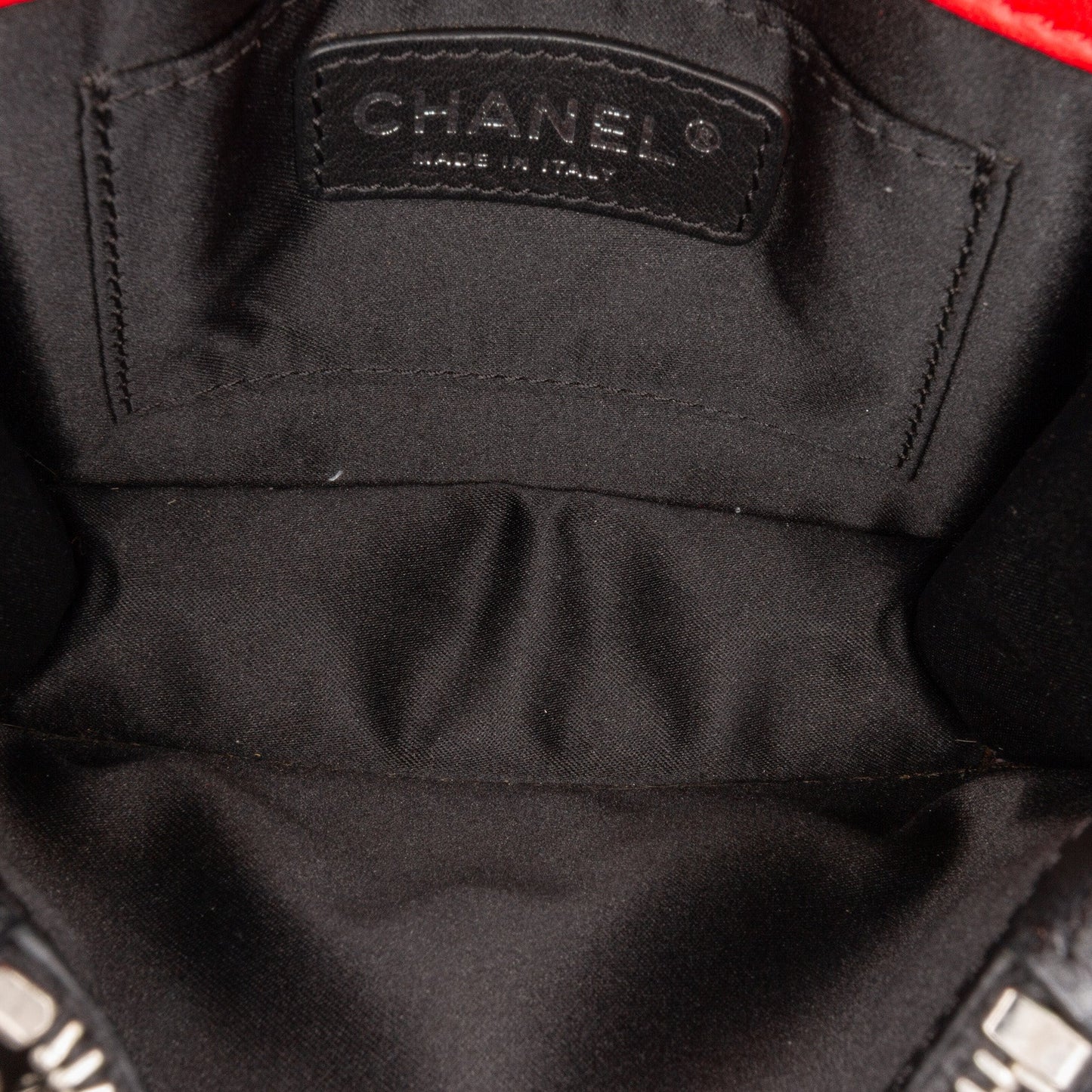 Red Chanel Mini Square Lambskin Graphic Flap Crossbody