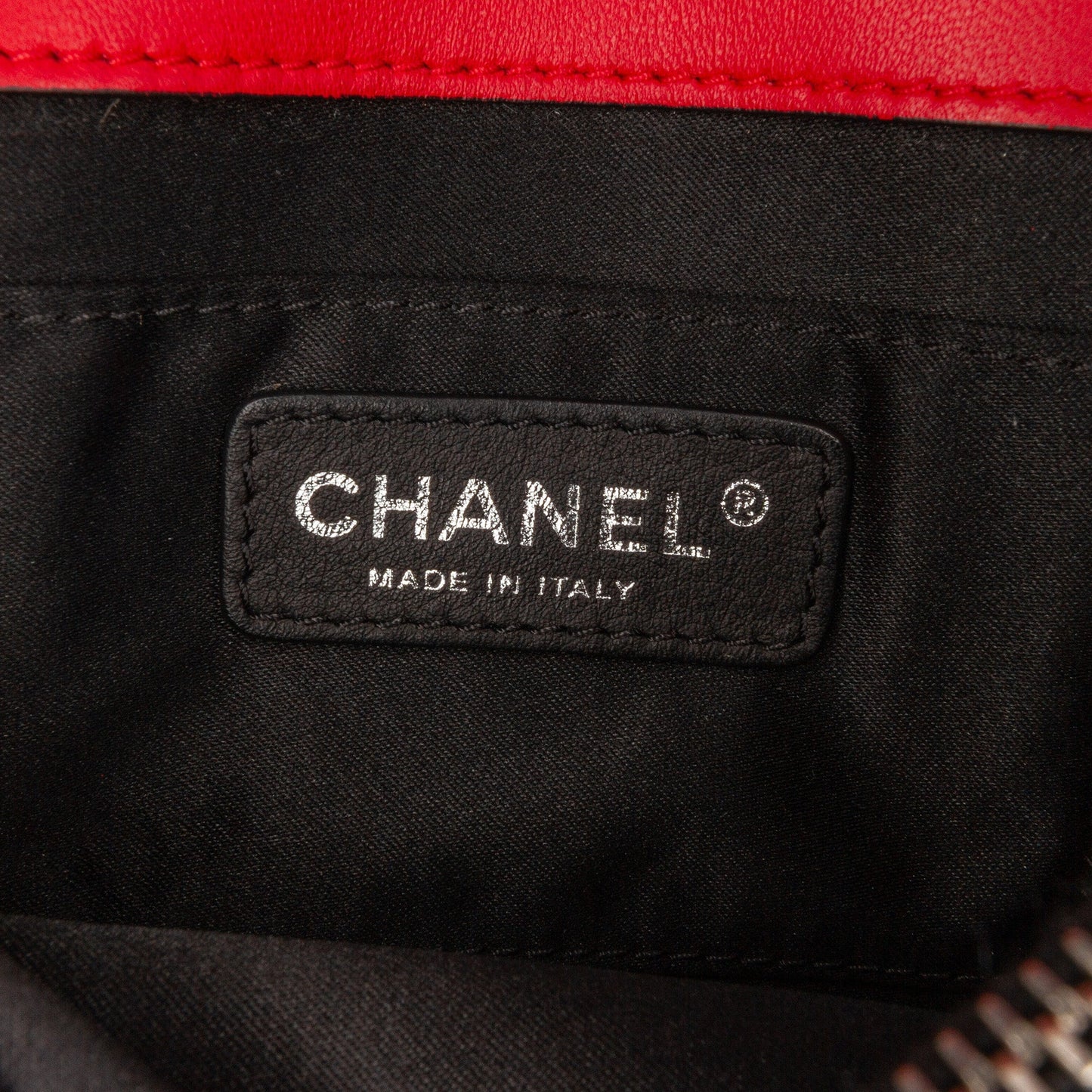 Red Chanel Mini Square Lambskin Graphic Flap Crossbody