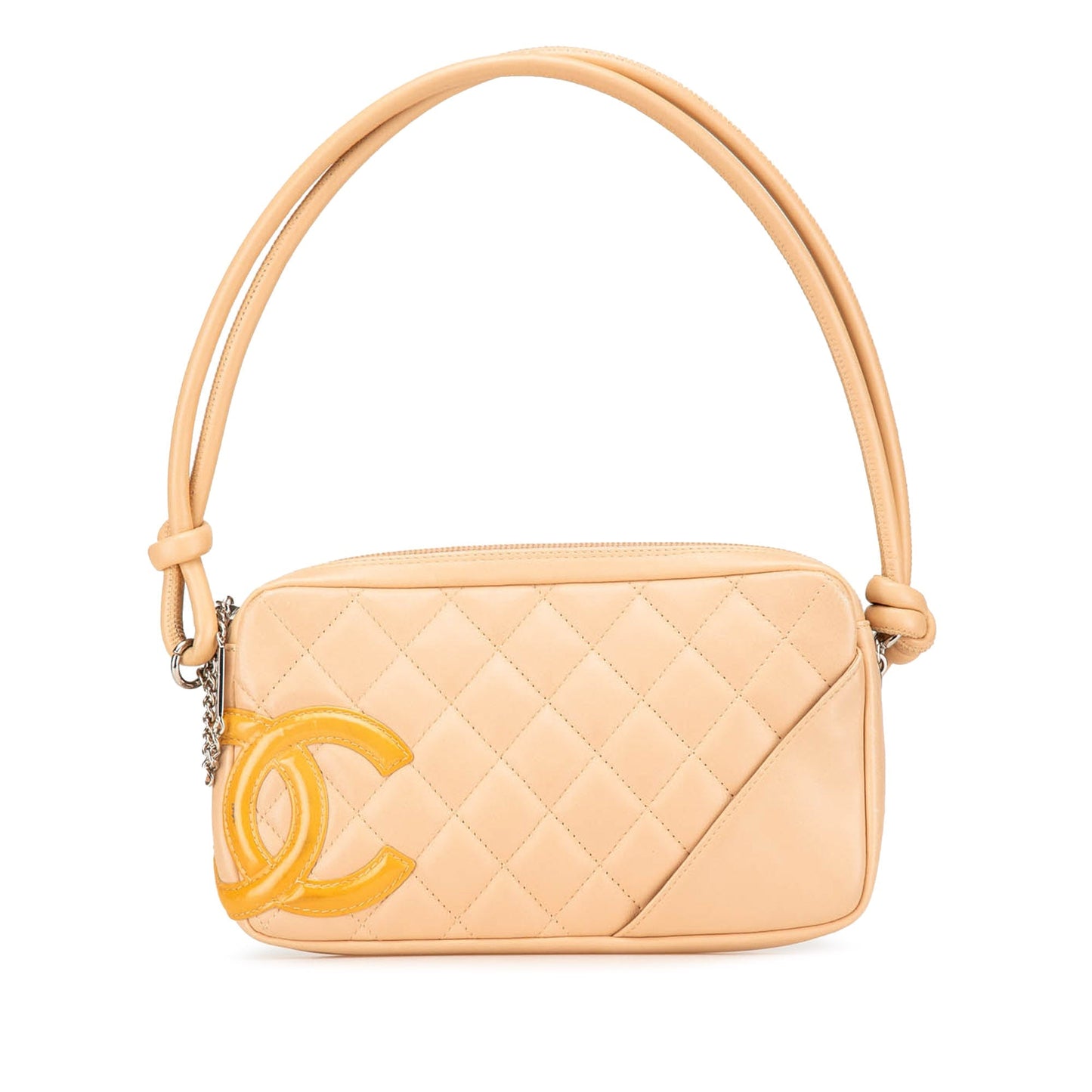 Beige Chanel Lambskin Cambon Ligne Pochette Handbag