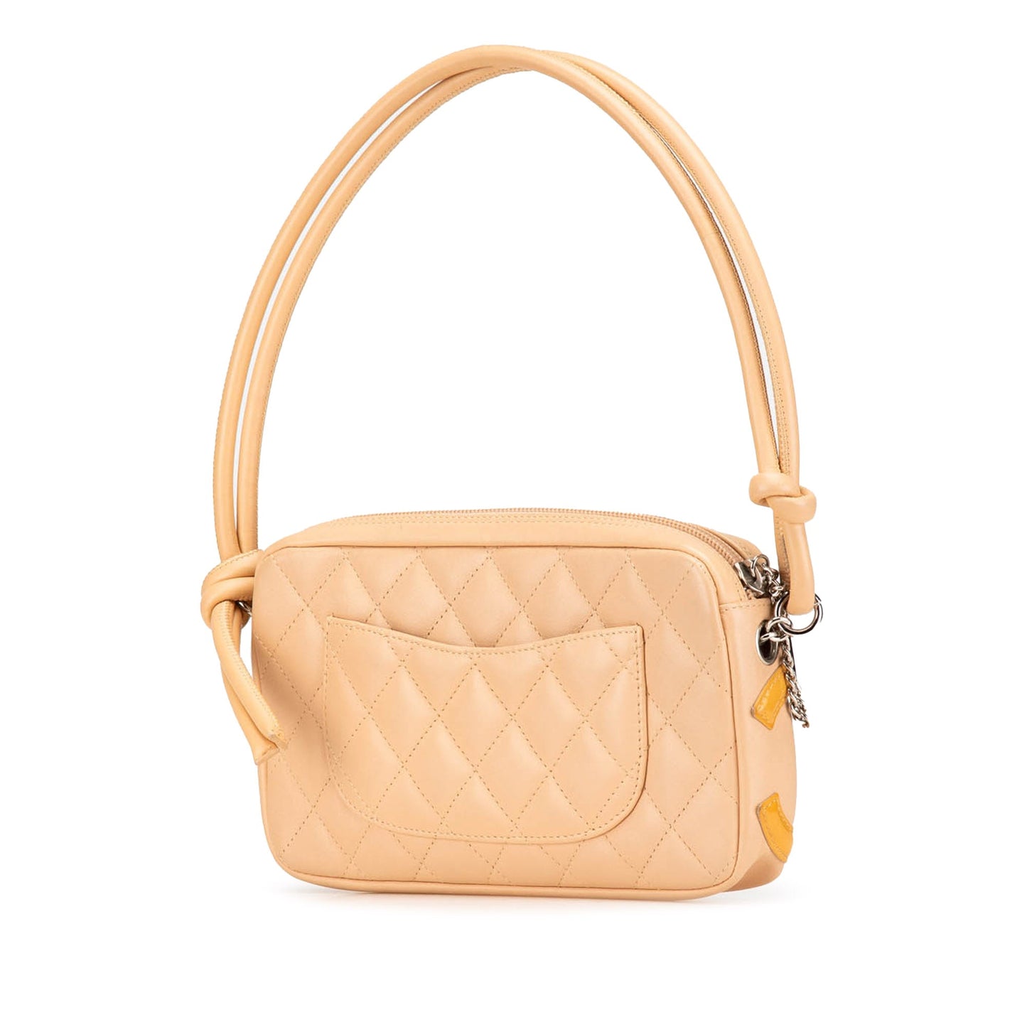 Beige Chanel Lambskin Cambon Ligne Pochette Handbag