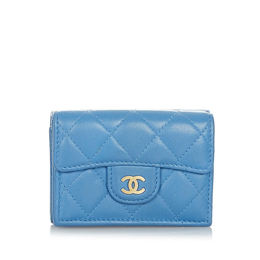 CC Timeless Lambskin Leather Wallet Blue