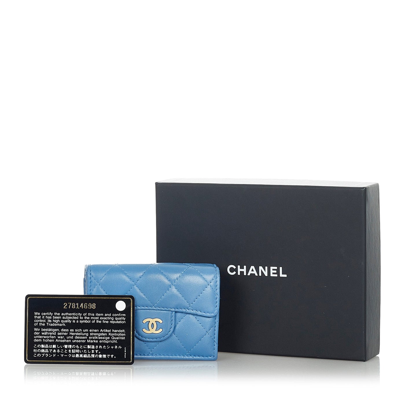 CC Timeless Lambskin Leather Wallet Blue