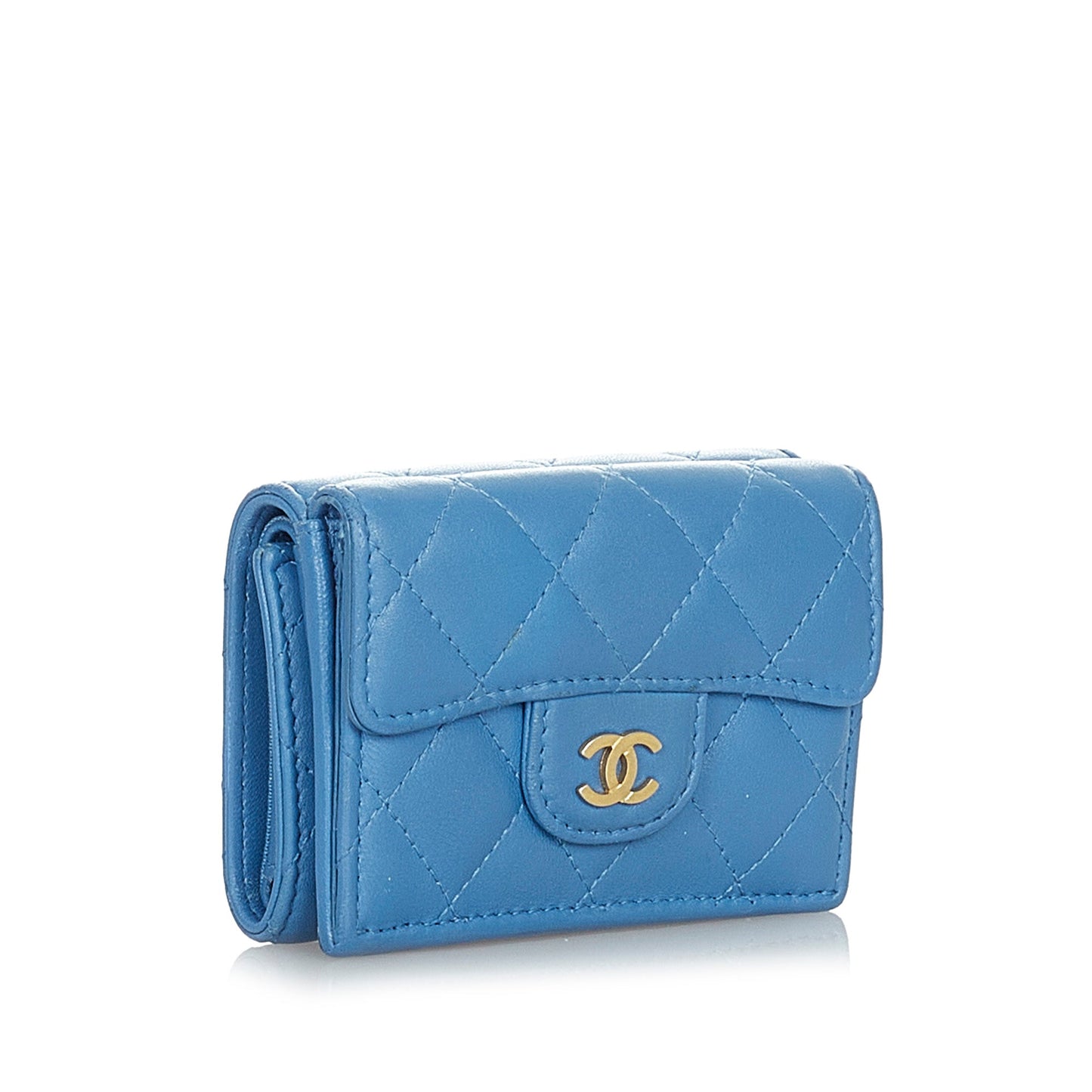 CC Timeless Lambskin Leather Wallet Blue