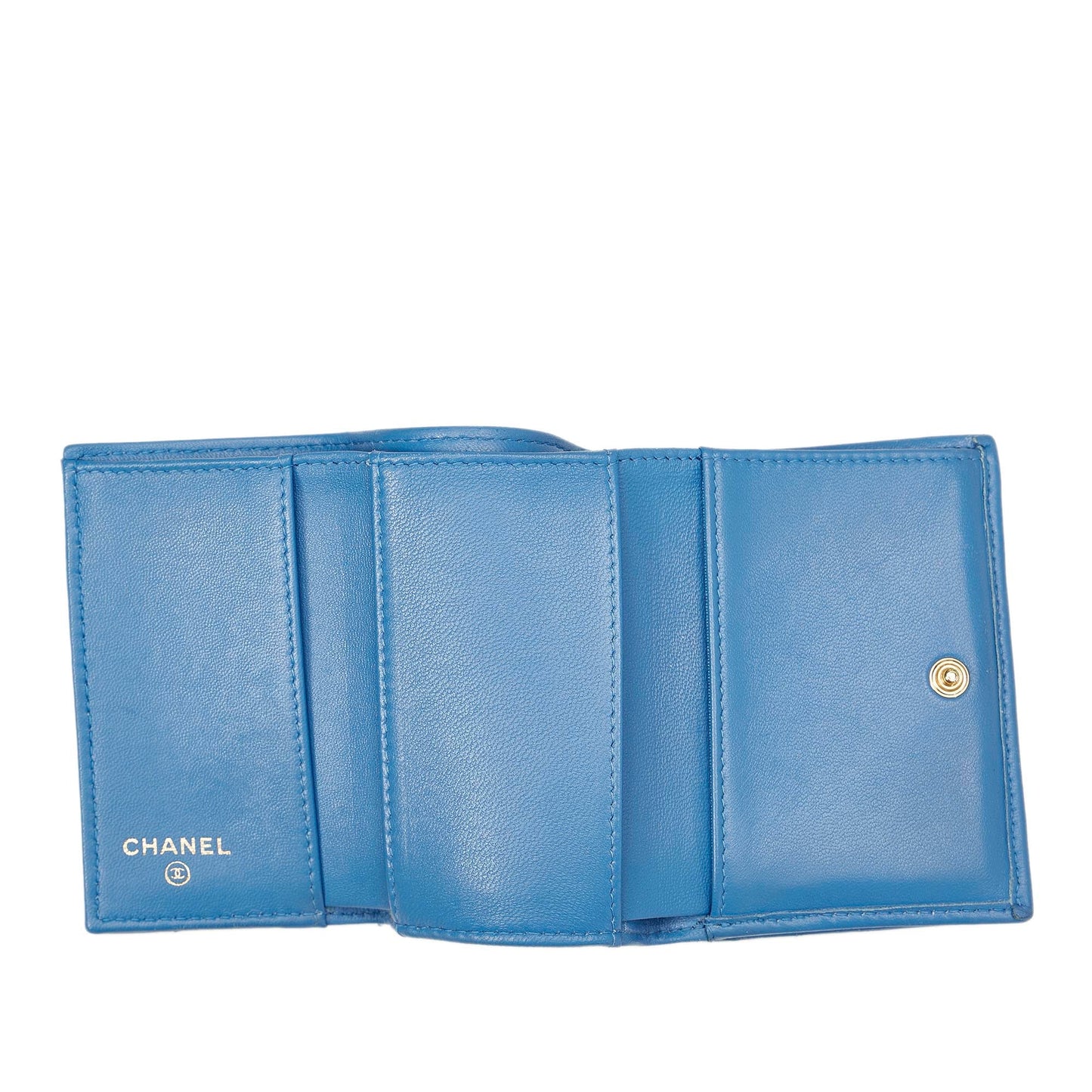 CC Timeless Lambskin Leather Wallet Blue