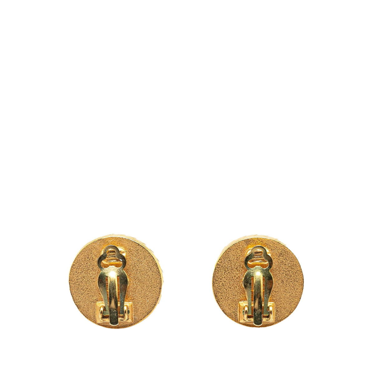 Gold Chanel Gold Plated CC Button Clip On Earrings