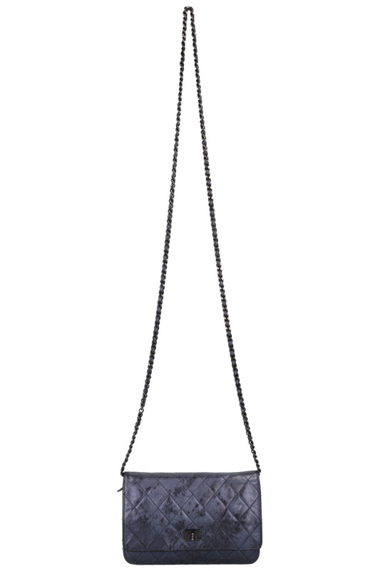 CHANEL 2.55 WOC Leather Metallic Navy