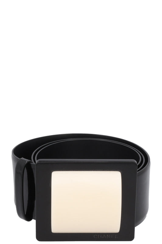 CHANEL 2007 Belt Patent Black White