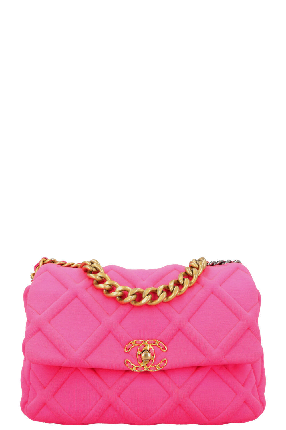 CHANEL 19 Medium Crossbody Bag Neon Pink Canvas