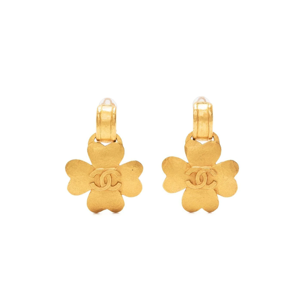 Top Quality Chanel Gold Four Leaf Clover Clip-on Earrings