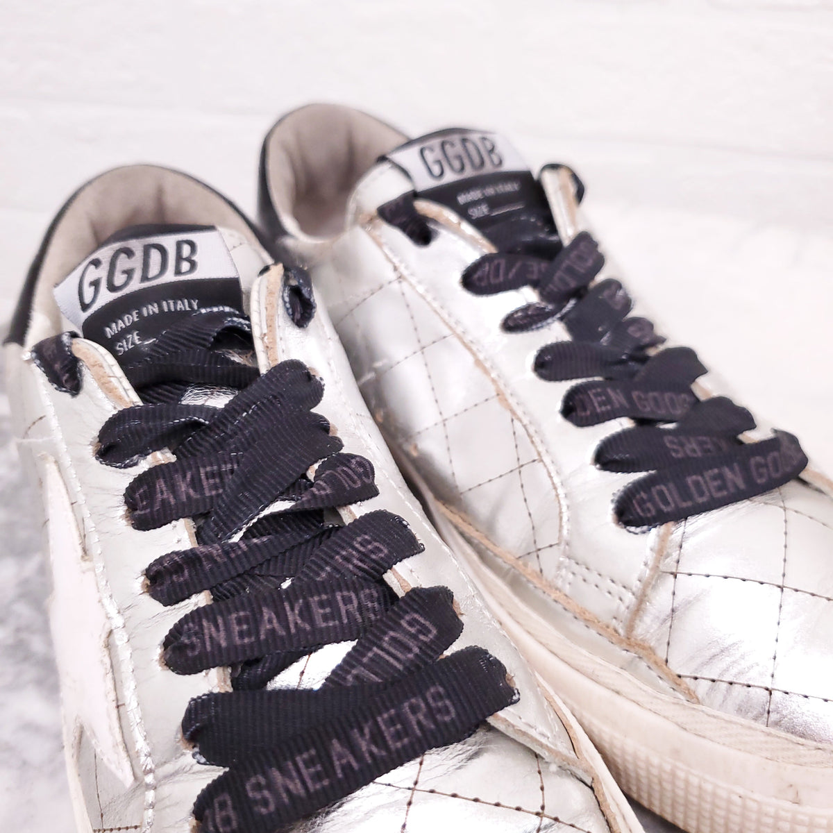 GOLDEN GOOSE METALLIC SILVER 'MAY' SNEAKERS - SIZE 36