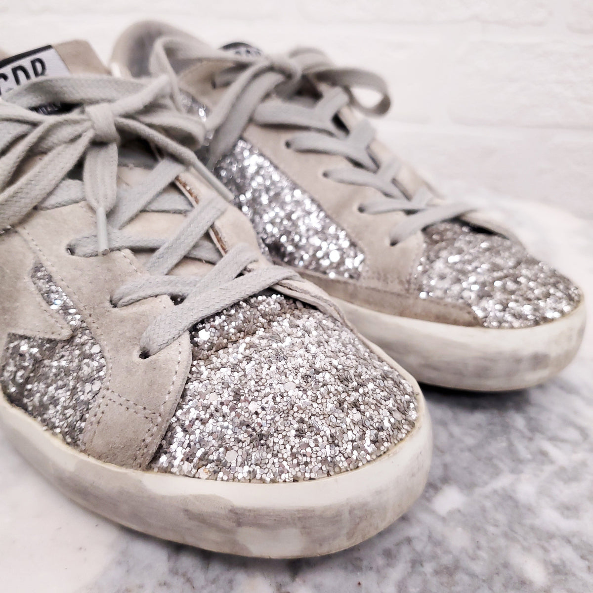 GOLDEN GOOSE SILVER SEQUIN SUPERSTAR - SIZE 37