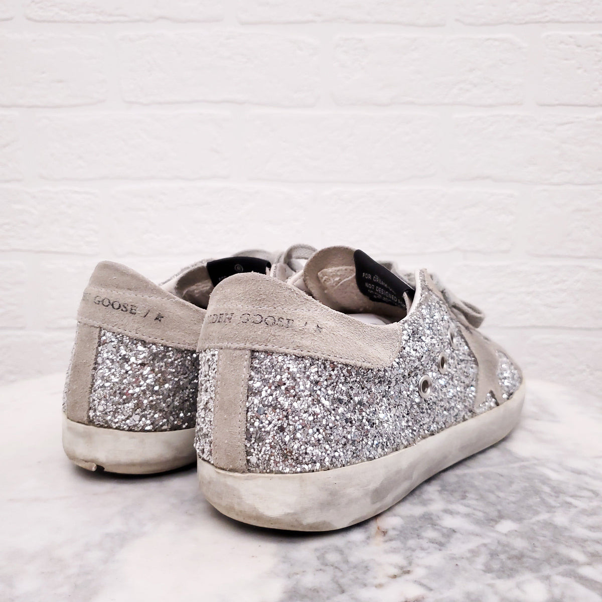 GOLDEN GOOSE SILVER SEQUIN SUPERSTAR - SIZE 37