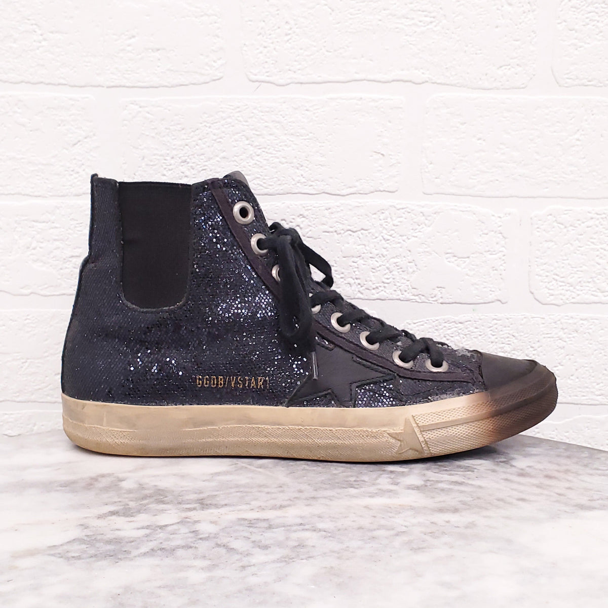 GOLDEN GOOSE V-STAR SEQUIN SNEAKERS - SIZE 38