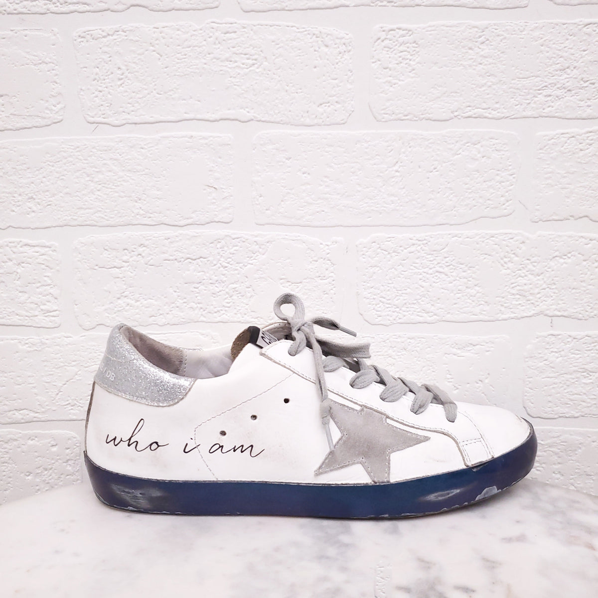 GOLDEN GOOSE ‘SUPERSTAR’ BLUE SOLE SNEAKERS - SIZE 37