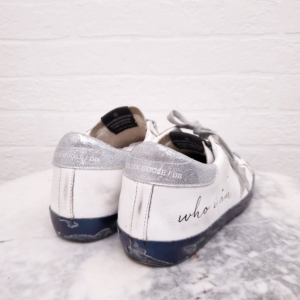 GOLDEN GOOSE ‘SUPERSTAR’ BLUE SOLE SNEAKERS - SIZE 37