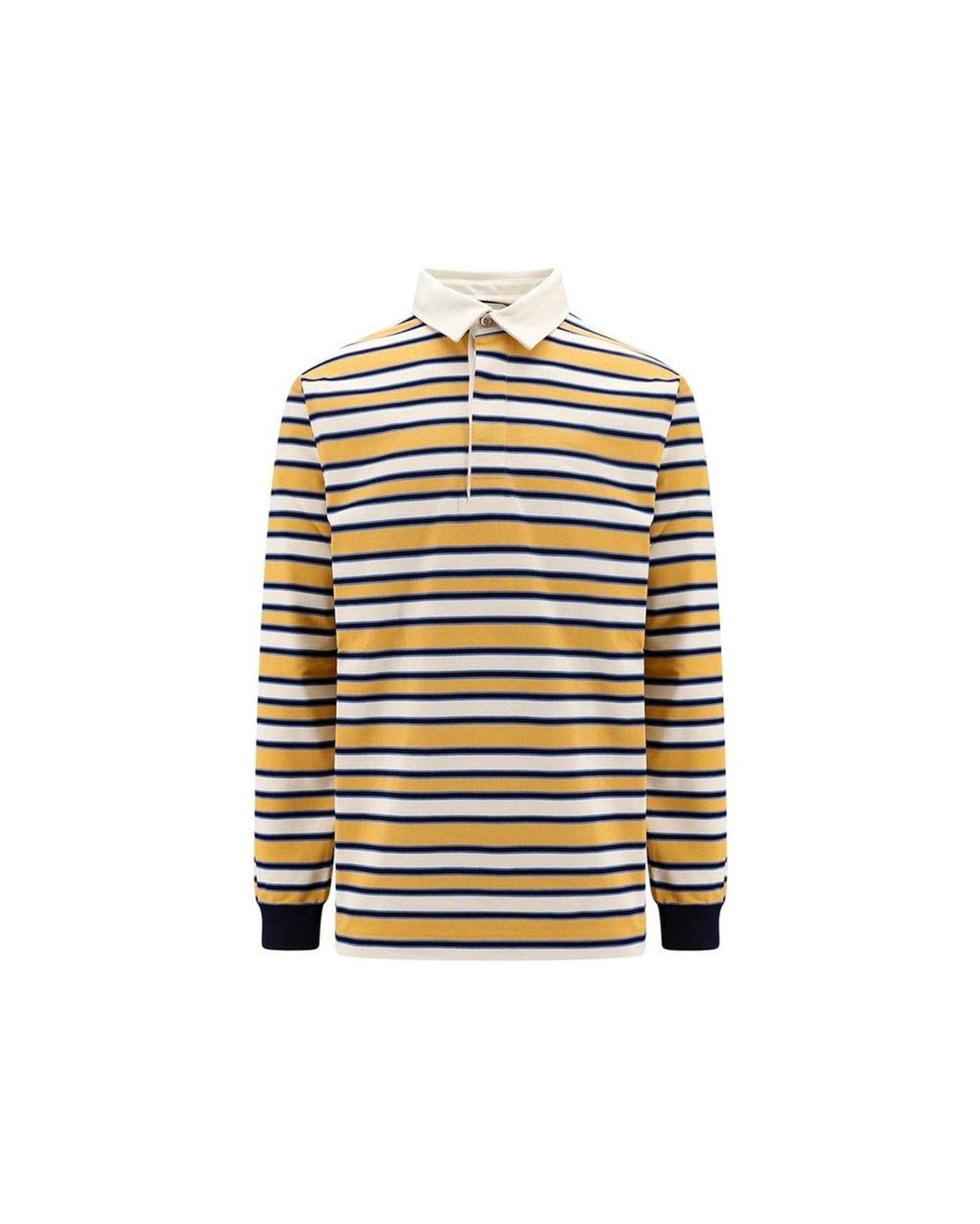 Gucci Striped Long Sleeve Polo Shirt Men Yellow Yellow