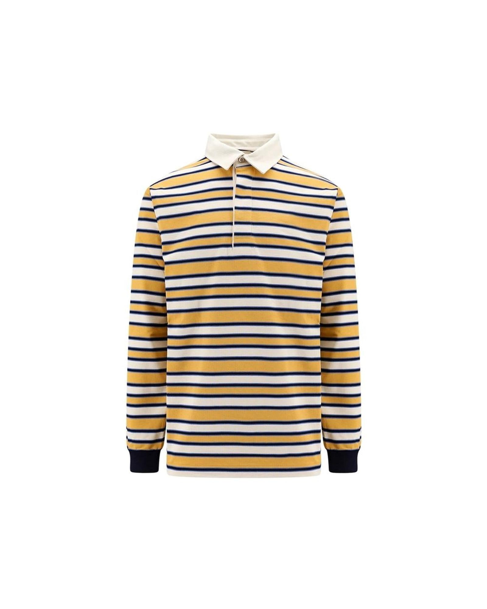 Gucci Striped Long Sleeve Polo Shirt Men Yellow Yellow