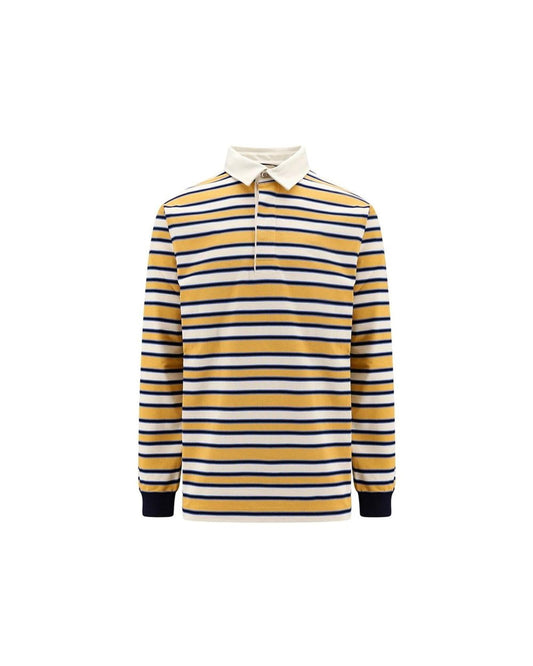 Gucci Striped Long Sleeve Polo Shirt Men Yellow Yellow