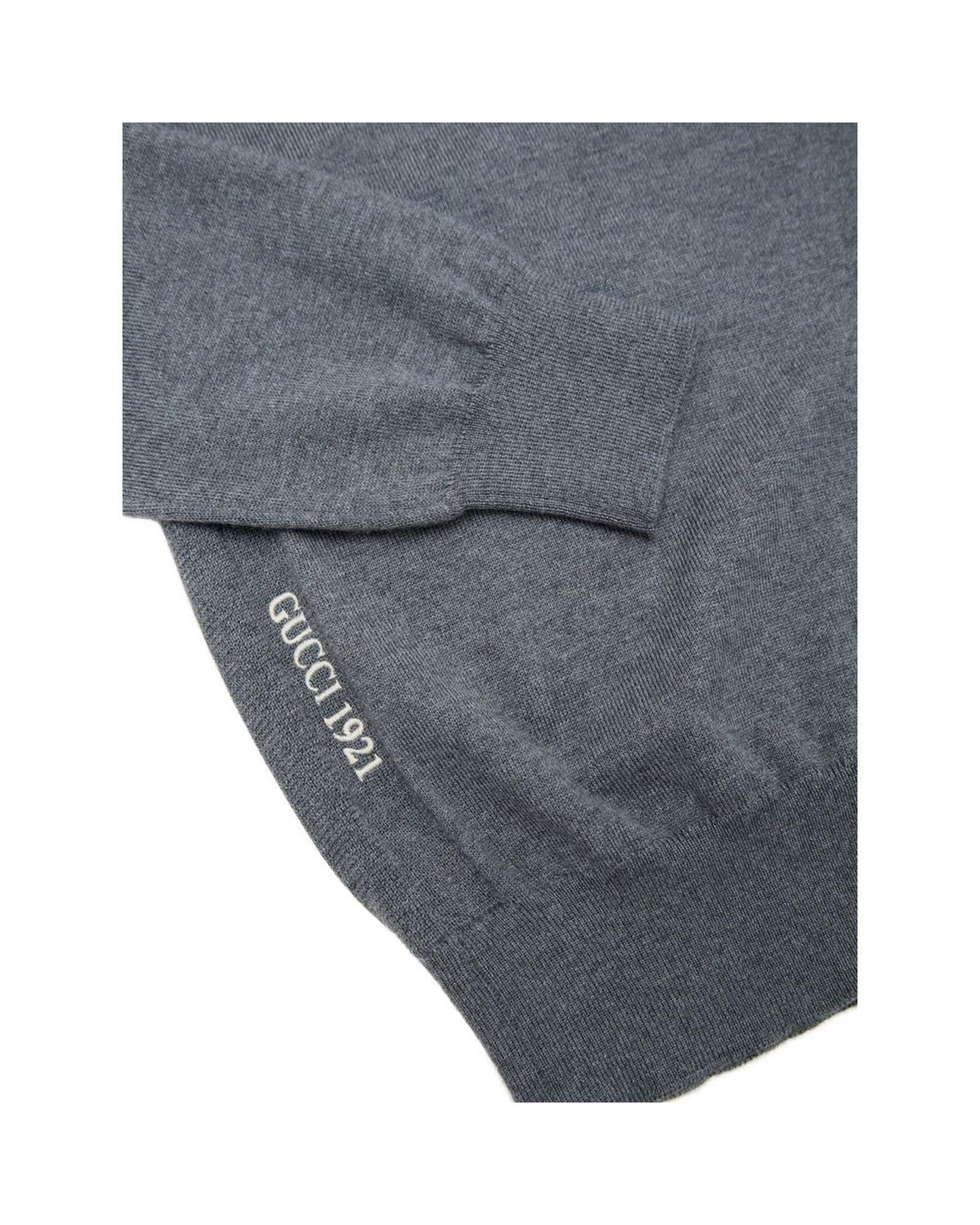 Gucci Cashmere Polo Long Sleeve Men Gray