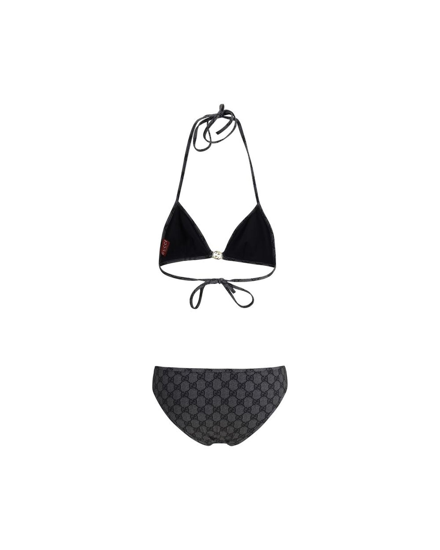 Gucci Monogram Bikini Tie Closure Women Gray Swimwear