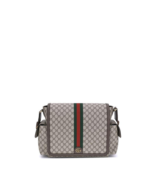 Gucci Monogram Diaper Bag with Stripe Men Multicolor Shoulder Bags Multicolor