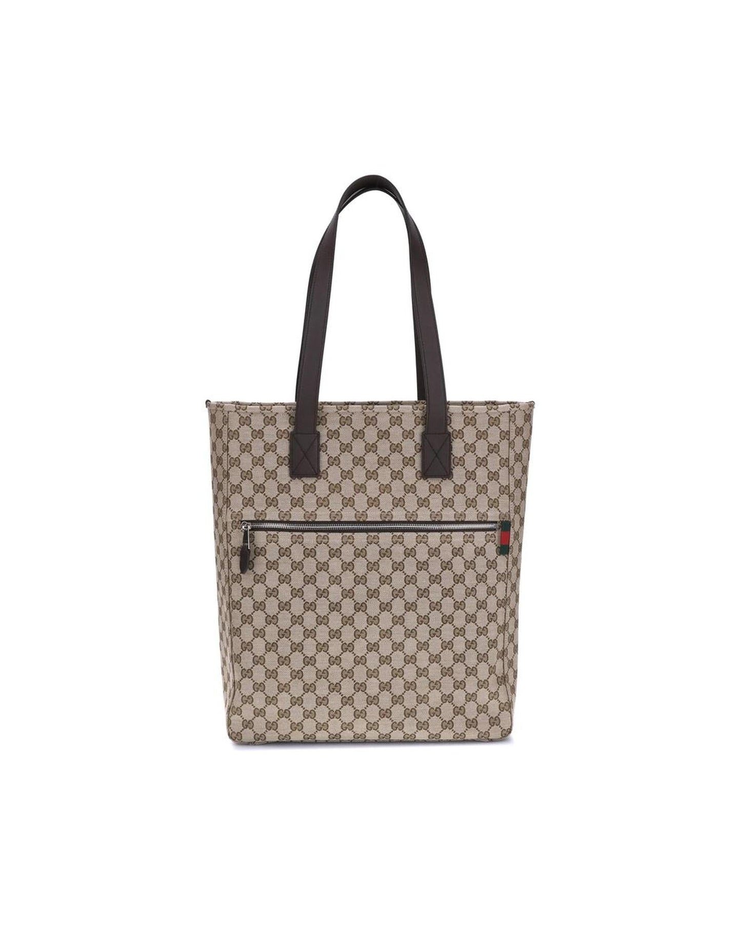 Gucci GG Monogram Canvas Tote Men Brown Shoulder Bags Brown
