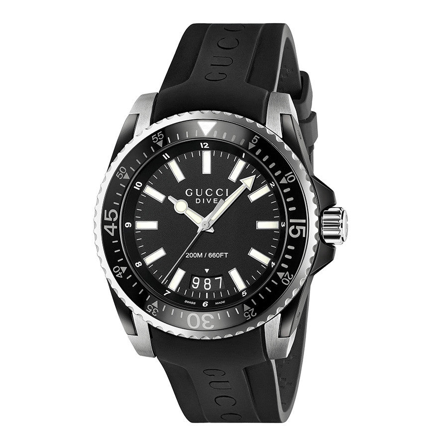 GUCCI DIVE MATTE BLACK DIAL WATCH