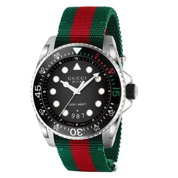 GUCCI DIVE WEB NYLON STRAP WATCH